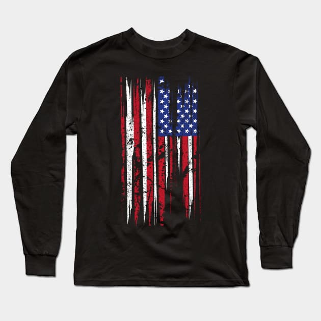 American Flag Distressed Long Sleeve T-Shirt by monolusi